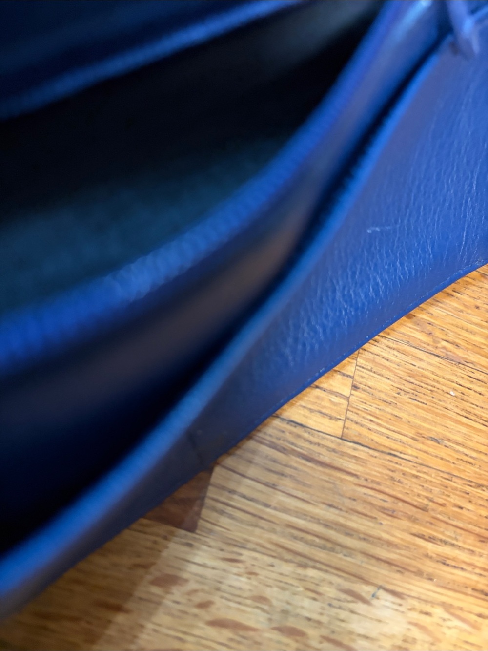 Navy Blue Leather Travel Document Wallet As Is - scratches on front. - Picture 3 of 6